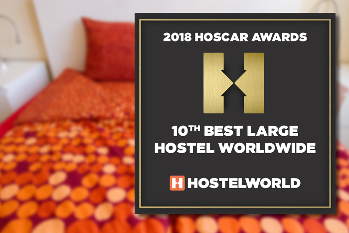 Hoscar-Badge 2018 - 10th place "Best Large Hostel Worldwide"